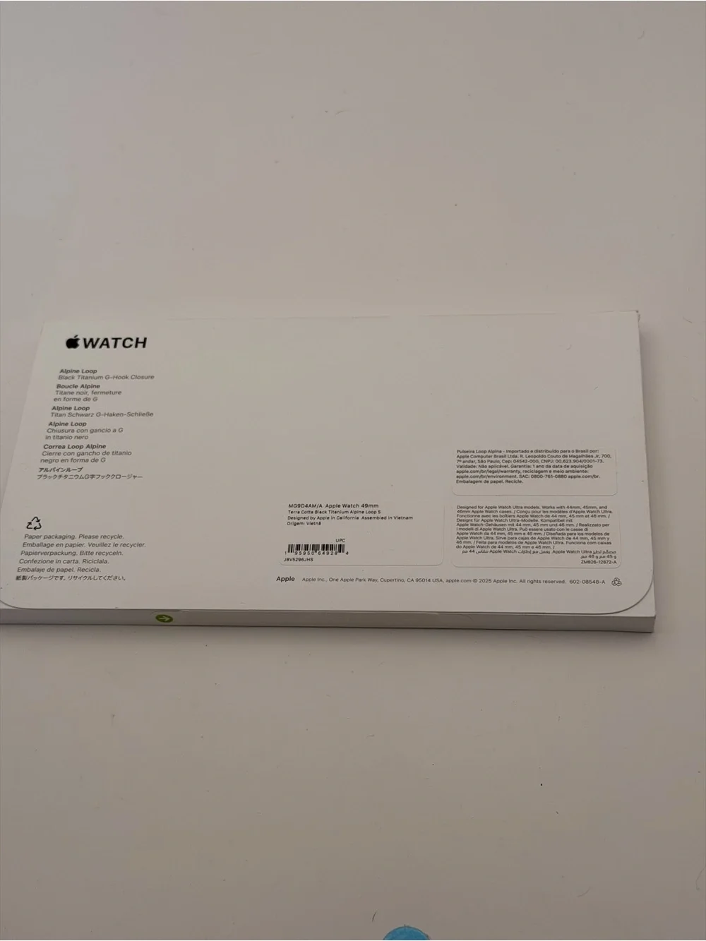 Genuine Apple Watch Band Alpine Loop (49mm) Orange - Small, New